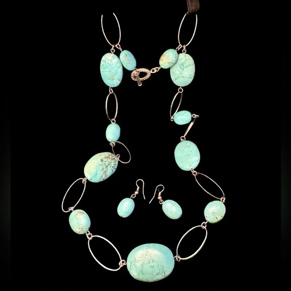 NIB Turquoise and Silver Women's Jewelry Set - Picture 1 of 9